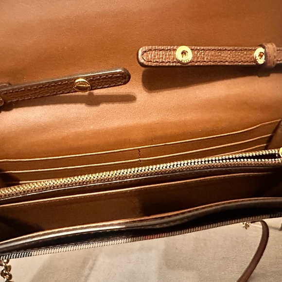 Burberry Henley Chain Crossbody Check Canvas Tan Brown 100% Authentic - Picture 8 of 16